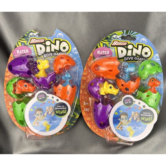 LOT of 2 Banzai Dinosaur Dive Eggs – 18 Piece Underwater Pool Set Kids Water Toy - Picture 1 of 11